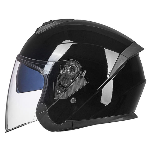 GXT Electric Vehicle Four Seasons Sun Protection & Windshield Double Lens Helmet, Size: M(Bright Black)