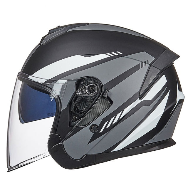 GXT Electric Vehicle Four Seasons Sun Protection & Windshield Double Lens Helmet, Size: L(Matt Black Gray)
