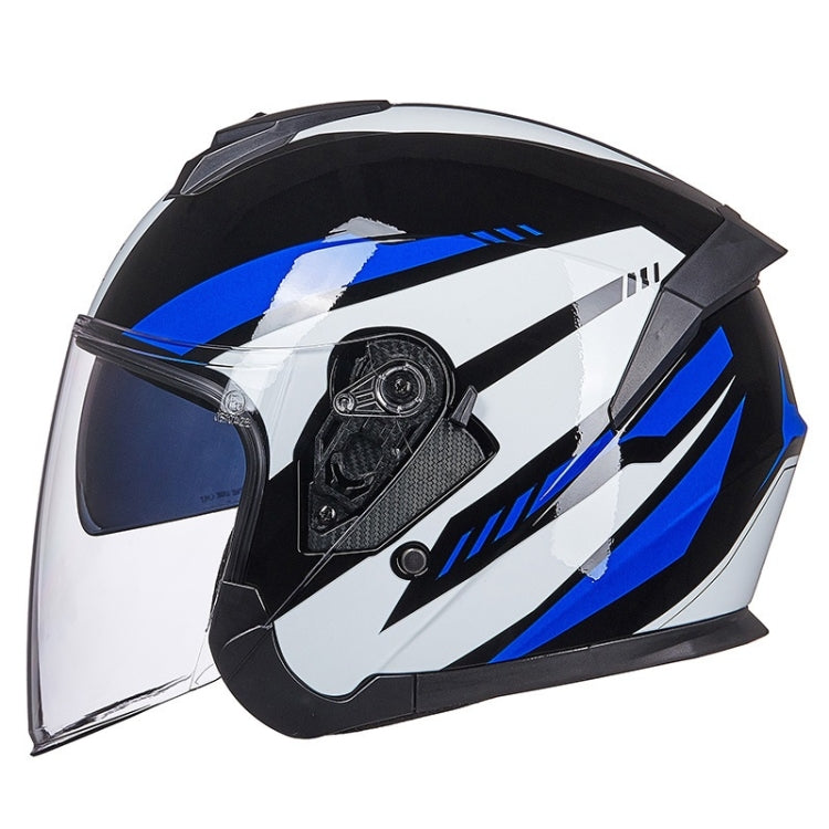 GXT Electric Vehicle Four Seasons Sun Protection & Windshield Double Lens Helmet, Size: L(Bright Black Blue)