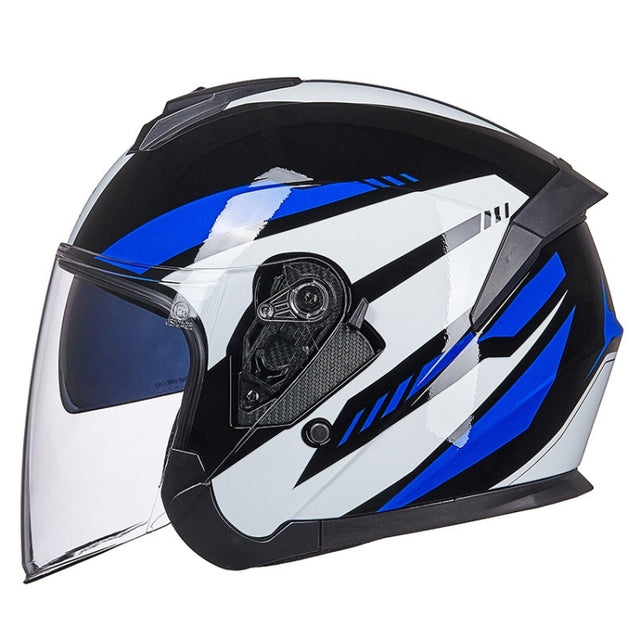 GXT Electric Vehicle Four Seasons Sun Protection & Windshield Double Lens Helmet, Size: L(Bright Black Blue)