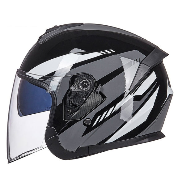 GXT Electric Vehicle Four Seasons Sun Protection & Windshield Double Lens Helmet, Size: XL(Bright Black Gray)