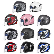GXT Electric Vehicle Four Seasons Sun Protection & Windshield Double Lens Helmet, Size: L(Bright Black Gray)