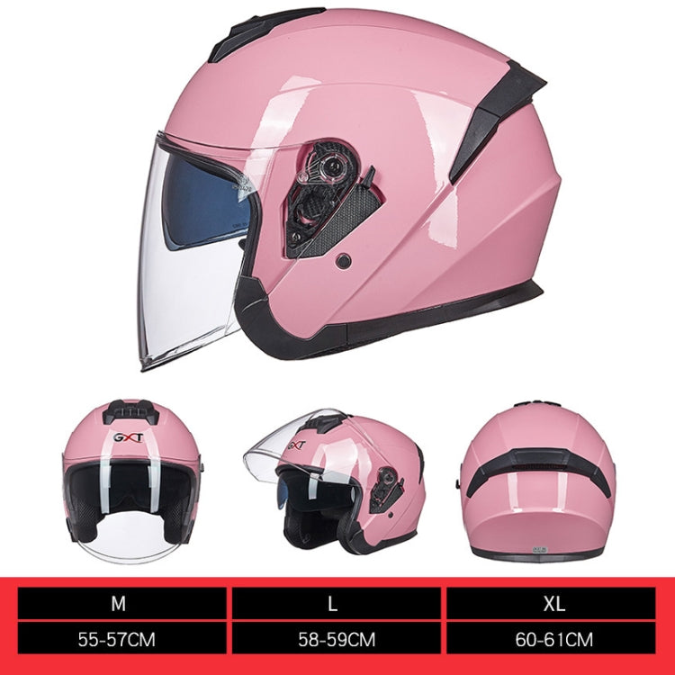 GXT Electric Vehicle Four Seasons Sun Protection & Windshield Double Lens Helmet, Size: XL(Light Pink)