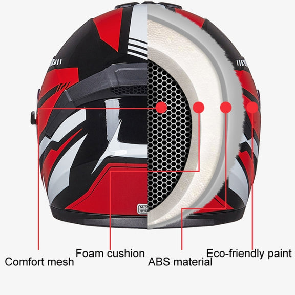 GXT Electric Vehicle Four Seasons Sun Protection & Windshield Double Lens Helmet, Size: M(Matt Black Red)