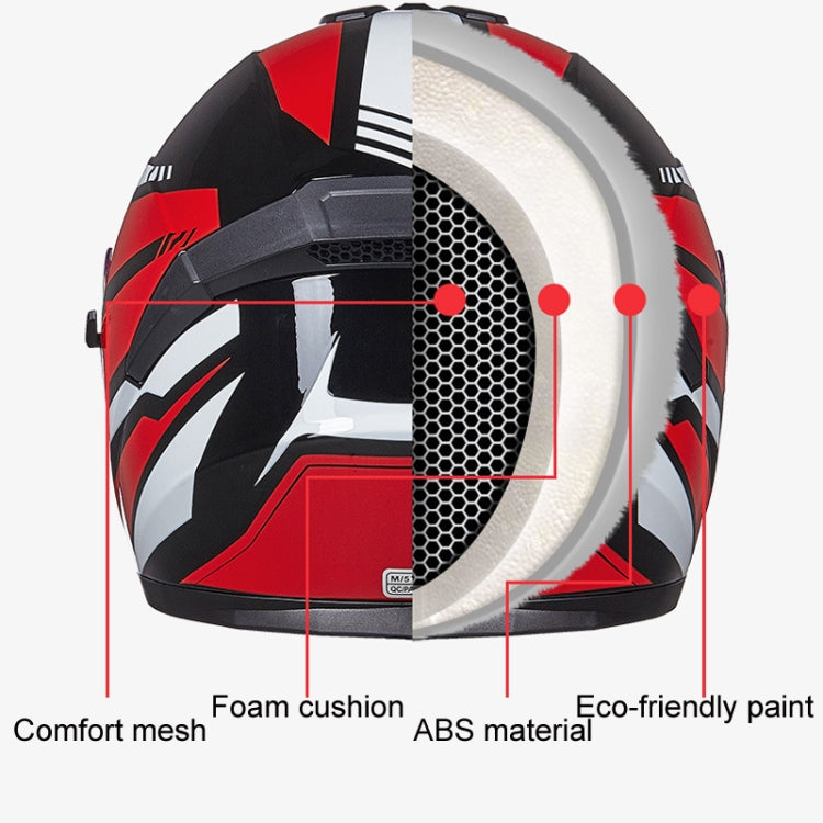 GXT Electric Vehicle Four Seasons Sun Protection & Windshield Double Lens Helmet, Size: M(Bright Black Red)