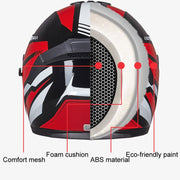 GXT Electric Vehicle Four Seasons Sun Protection & Windshield Double Lens Helmet, Size: M(Bright Black Red)