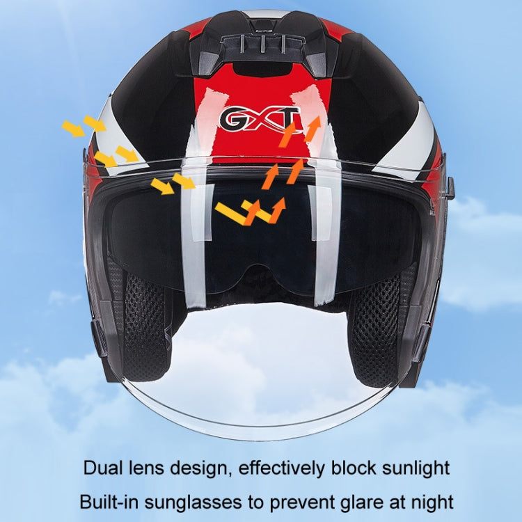 GXT Electric Vehicle Four Seasons Sun Protection & Windshield Double Lens Helmet, Size: L(Matt Black Gray)