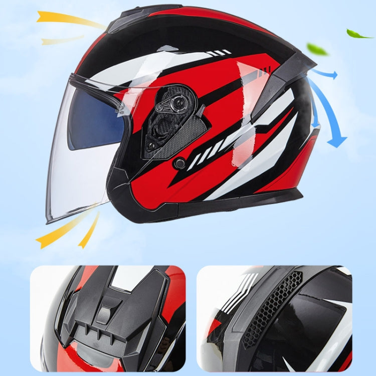 GXT Electric Vehicle Four Seasons Sun Protection & Windshield Double Lens Helmet, Size: XL(Bright Black)