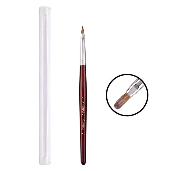 Red Wood Handle Kolinsky Hair Nail Art Brush No. 2