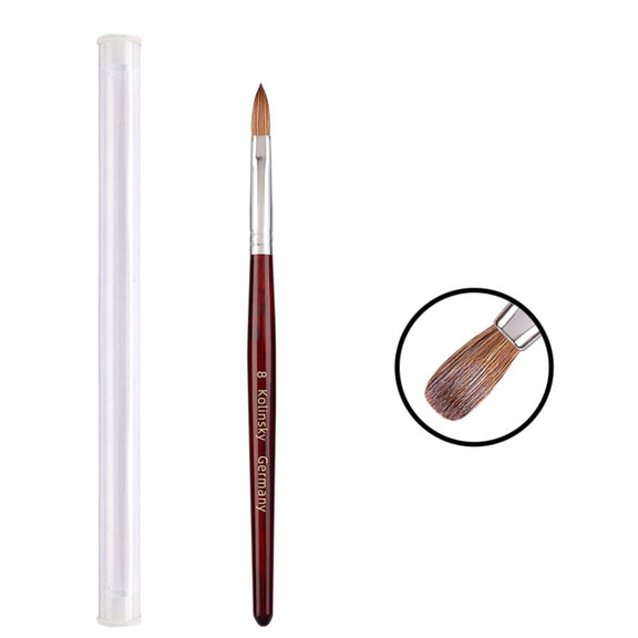 Red Wood Handle Kolinsky Hair Nail Art Brush No. 8
