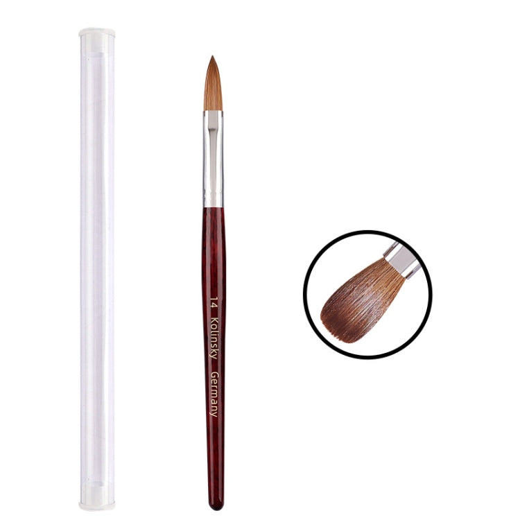 Red Wood Handle Kolinsky Hair Nail Art Brush No. 14