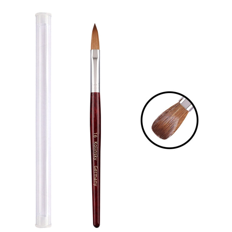 Red Wood Handle Kolinsky Hair Nail Art Brush No. 16