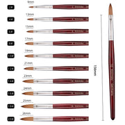 Red Wood Handle Kolinsky Hair Nail Art Brush No. 14