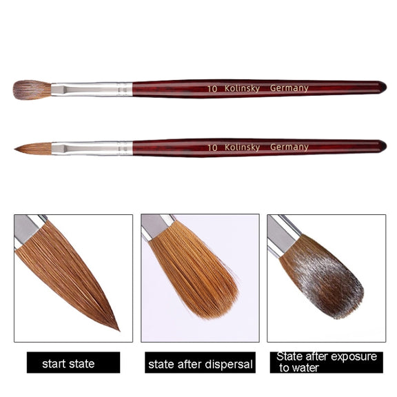 Red Wood Handle Kolinsky Hair Nail Art Brush No. 14