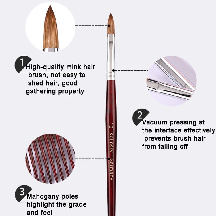Red Wood Handle Kolinsky Hair Nail Art Brush No. 14