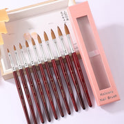 Red Wood Handle Kolinsky Hair Nail Art Brush No. 14