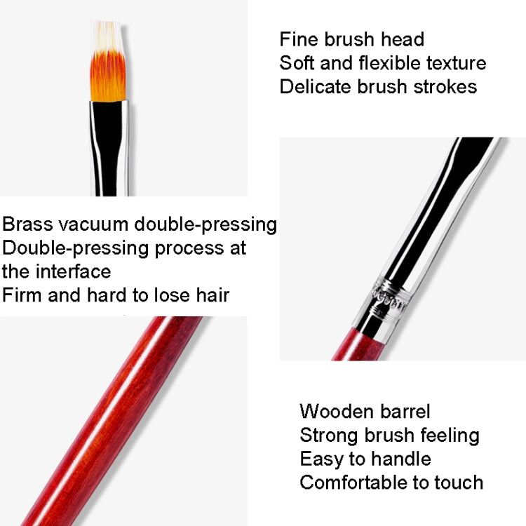 Nail Pen Wooden Pole Tool Gradient Dyeing Pen Multi-Line Hooking Tool(No.14 Sweeping Pen)