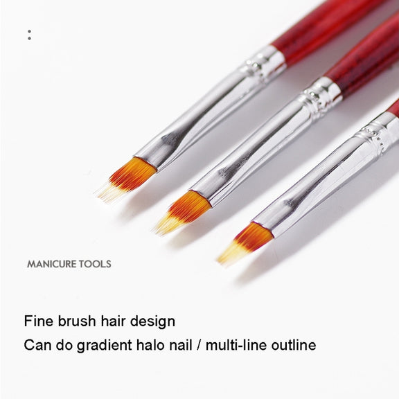 Nail Pen Wooden Pole Tool Gradient Dyeing Pen Multi-Line Hooking Tool(No.14 Sweeping Pen)