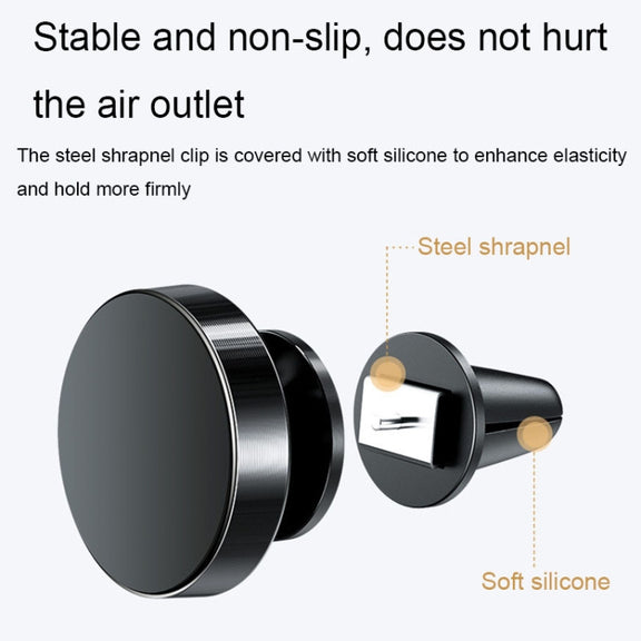 Air Outlet Type Aluminum Alloy Car Magnetic Suction Bracket Navigation Phone Holder(Silver)
