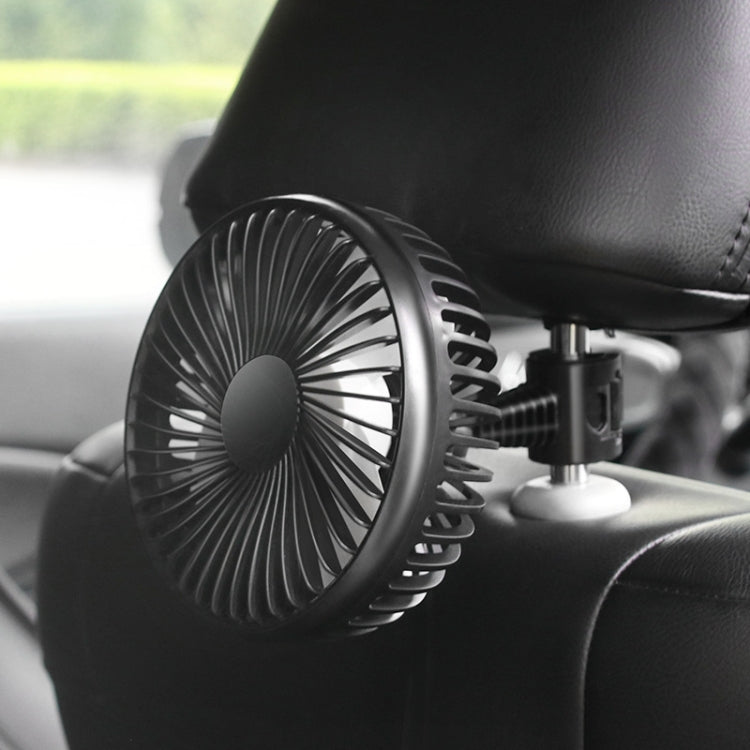 SUITU  12V/24V Mini Car Fan USB Charging Single Head Fan 360 Degree Cooling Fan, Style: Seat Back Model