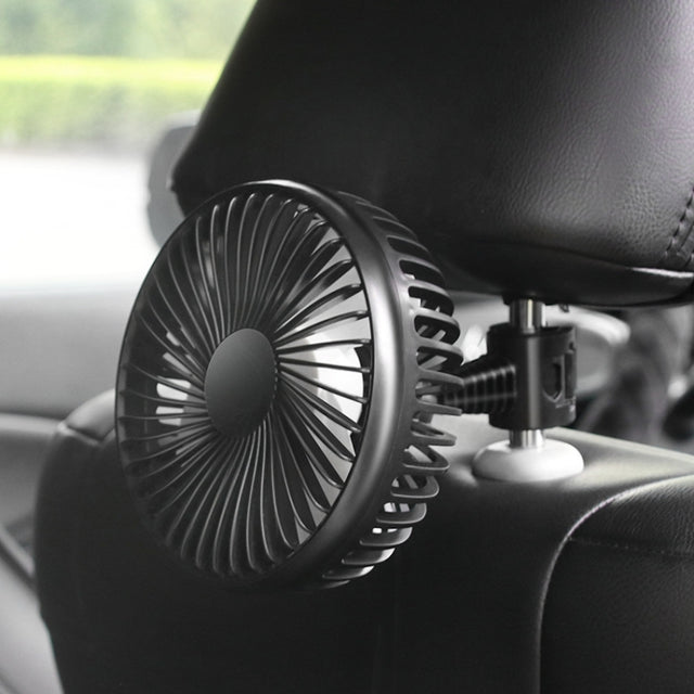 SUITU  12V/24V Mini Car Fan USB Charging Single Head Fan 360 Degree Cooling Fan, Style: Seat Back Model