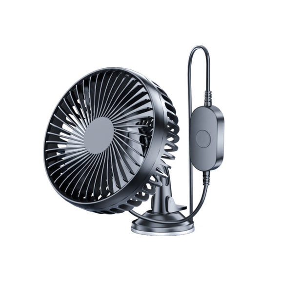 SUITU  12V/24V Mini Car Fan USB Charging Single Head Fan 360 Degree Cooling Fan, Style: Suction Cup Model
