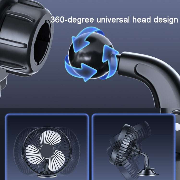 SUITU  12V/24V Mini Car Fan USB Charging Single Head Fan 360 Degree Cooling Fan, Style: Suction Cup Model