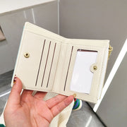 PU Leather Short Color Matching Folding Wallet Mini Portable Wallet(Blue)