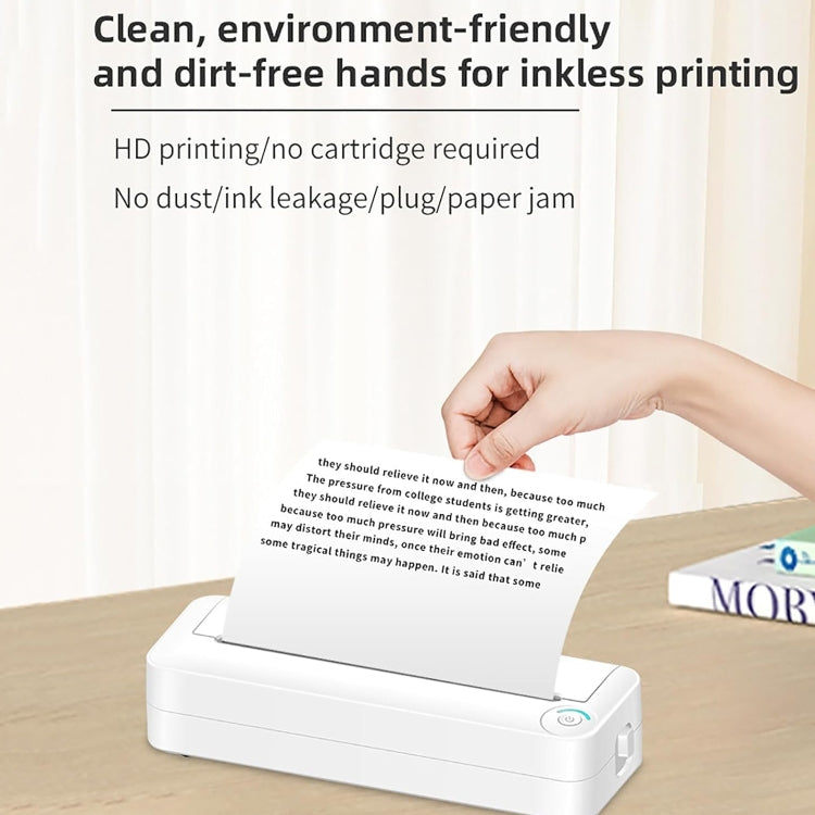 Bluetooth Connection Inkless A4 Printer Portable Mini Student Office Home Photo Printer, Model: X8