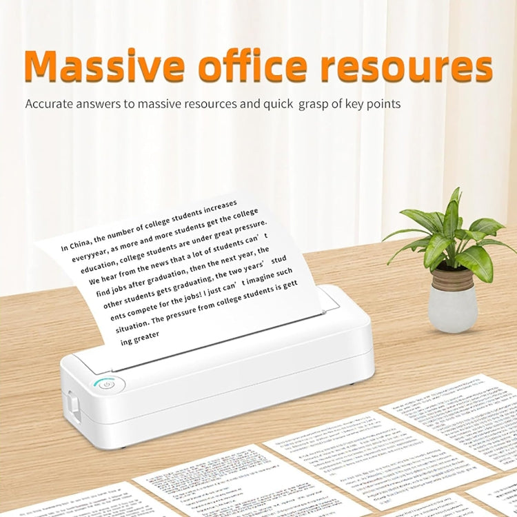 Bluetooth Connection Inkless A4 Printer Portable Mini Student Office Home Photo Printer, Model: X8
