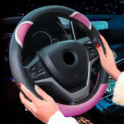 38cm Cute Rabbit Women Cartoon Car Steering Wheel Cover, Color: Round Black