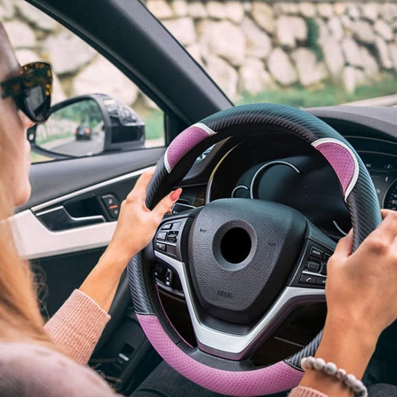 38cm Cute Rabbit Women Cartoon Car Steering Wheel Cover, Color: Round Black