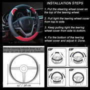 38cm Cute Rabbit Women Cartoon Car Steering Wheel Cover, Color: Round Black Red