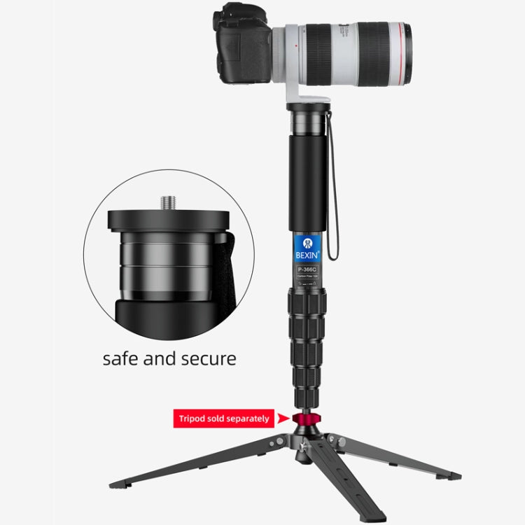 BEXIN P336CF-S Carbon Fiber Monopod Travel Shooting Mobile Phone Live Selfie Bracket Retractable Portable Monopod