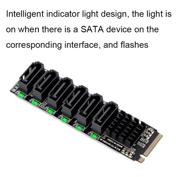 M2 M-EKY PCIE3.0 To SATA6G Transfer Expansion Card 6 Port Hard Disk Expansion Adapter Card(PH516)