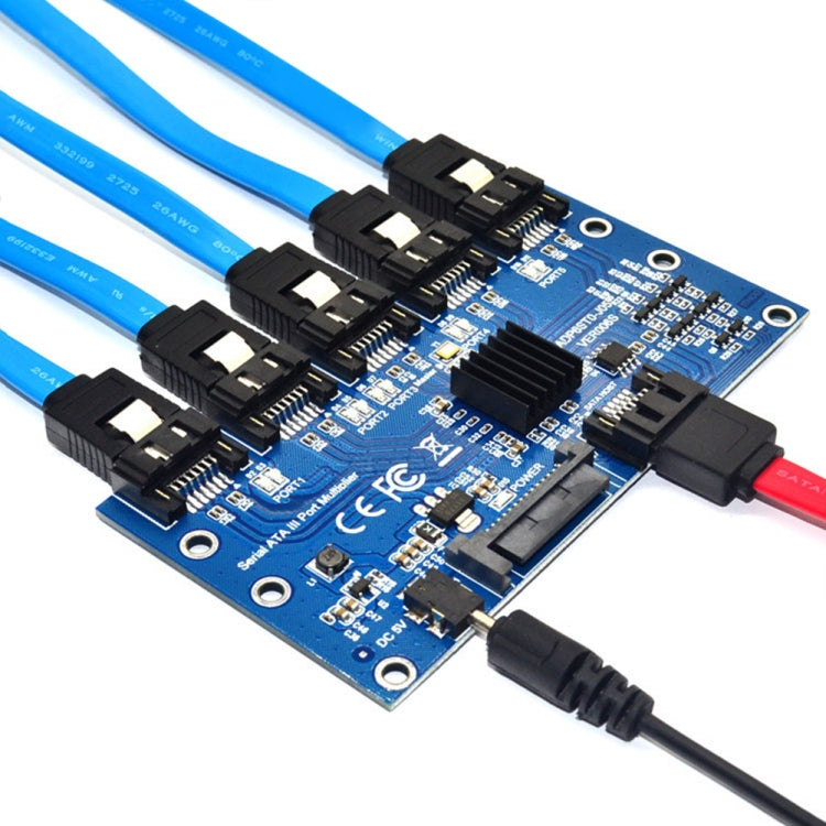 SATA3.0 6Gbps JMB575 Chip SATA Expansion Card 1 to 5 Port Riser Card