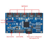 SATA3.0 6Gbps JMB575 Chip SATA Expansion Card 1 to 5 Port Riser Card