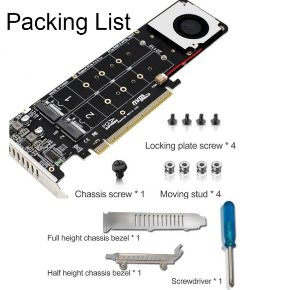PCI-E X16 to M.2 M-key NVME X4 SSD RAID Array Expansion Adapter Support 2242/2260/2280/22110(PH44Plus)