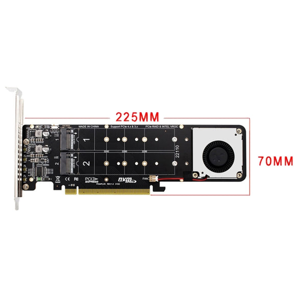 PCI-E X16 to M.2 M-key NVME X4 SSD RAID Array Expansion Adapter Support 2242/2260/2280/22110(PH44Plus)