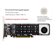 PCI-E X16 to M.2 M-key NVME X4 SSD RAID Array Expansion Adapter Support 2242/2260/2280/22110(PH44Plus)