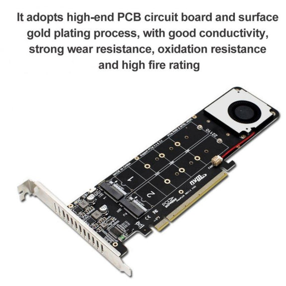 PCI-E X16 to M.2 M-key NVME X4 SSD RAID Array Expansion Adapter Support 2242/2260/2280/22110(PH44Plus)