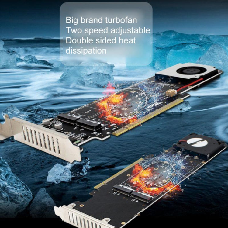 PCI-E X16 to M.2 M-key NVME X4 SSD RAID Array Expansion Adapter Support 2242/2260/2280/22110(PH44Plus)
