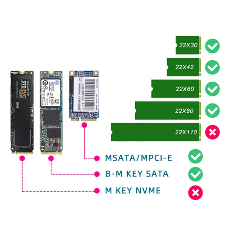 SATA 22PIN To MSATA Or M.2 NGFF SATA Card 2 In 1 SSD Converter Card Only Card