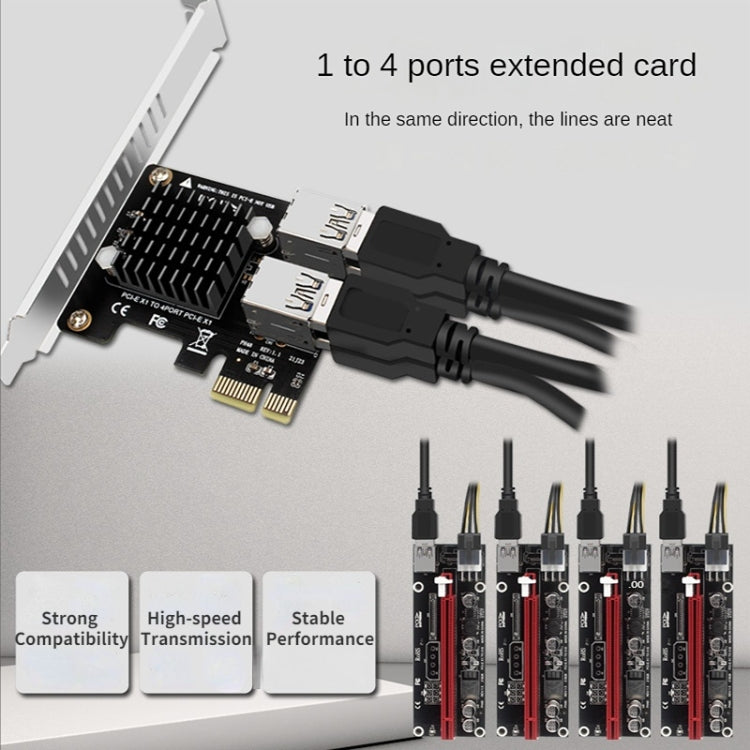 PCIE To PCI-E4 Port USB3.0 Expansion Card Graphics Card Extension(Half High Baffle)