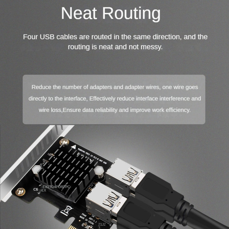 PCIE To PCI-E4 Port USB3.0 Expansion Card Graphics Card Extension(Half High Baffle)