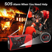 AM/FM/NoAA 2000mAh Emergency Radio Portable Hand Crank Solar Powered Radio(Red)