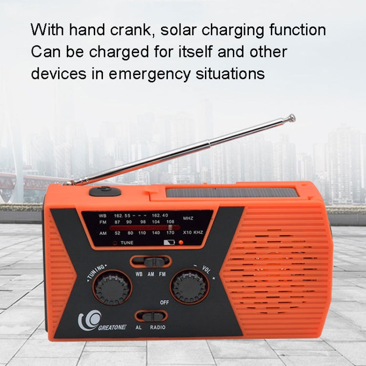 AM/FM/NoAA 2000mAh Emergency Radio Portable Hand Crank Solar Powered Radio(Green)