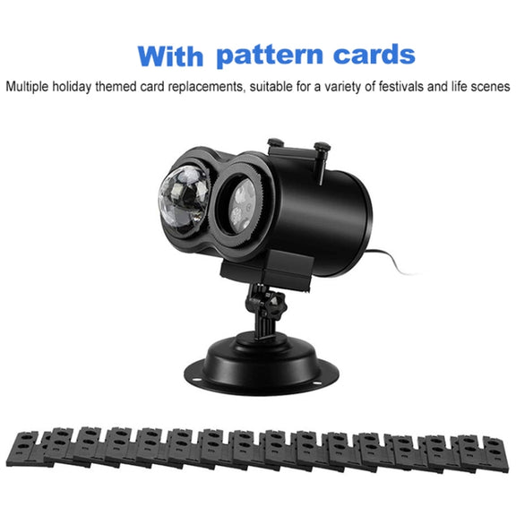 12 Cards EU Plug Color Card Pattern 9W Christmas Projection Light Remote Control Snow Light