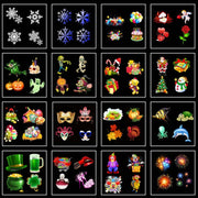 12 Cards US Plug Color Card Pattern 9W Christmas Projection Light Remote Control Snow Light