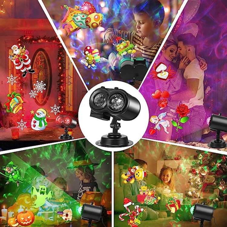 12 Cards AU Plug Color Card Pattern 9W Christmas Projection Light Remote Control Snow Light